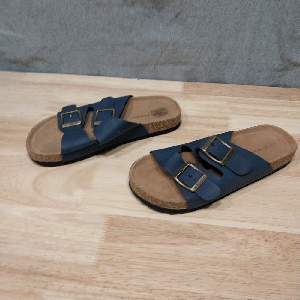 Lucky Brand Kids Slide Sandals Double Buckle Size 2M Navy Blue